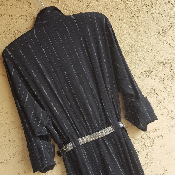 Vintage 80's Virgo II Black‎ Abstract Striped Jumpsuit - Picture 7 of 8
